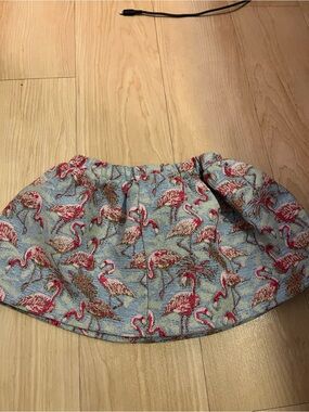 Girls Blue Flamingo-Print Gathered Skirt